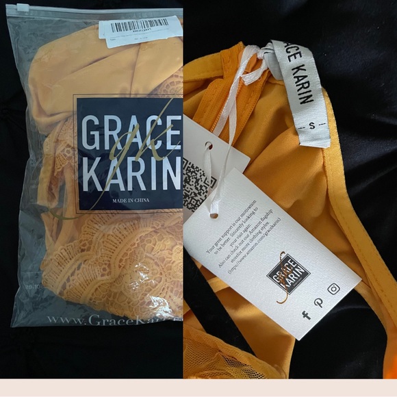 Yellow GRACE KARIN Women Sleeveless Lace Deep V-Neck A Line Flared Party Dress - Picture 3 of 4